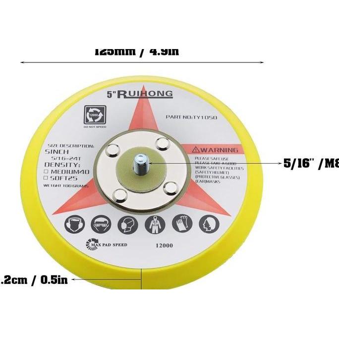 OVMIDEX Sanding Pad Orbital Angin 5 inch  - Air Orbital Sander pad