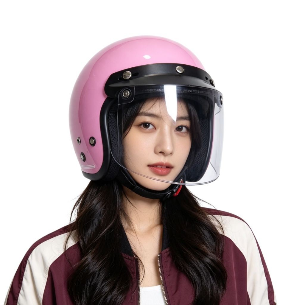 Helm Bogo RX PREMIO Polos Helm Bogo Retro Half Face SNI Remaja Dewasa Pria Dan Wanita Hijab