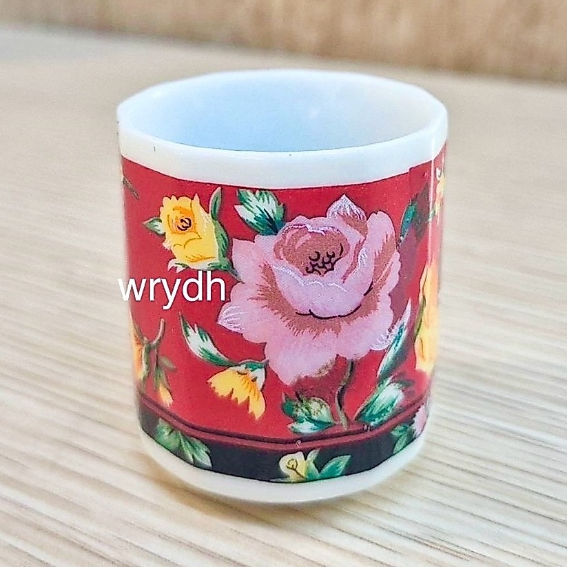 Gelas sloki vintage gelas keramik gelas bunga jadul