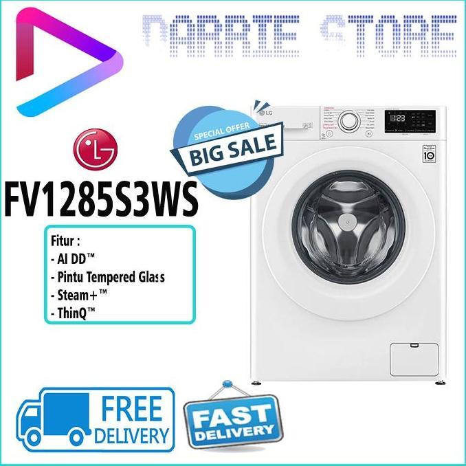 Allthebest- LG FV1285S3WS MESIN CUCI WASHER 8.5 KG FV-1285S3WS FV1285 1285S3WS