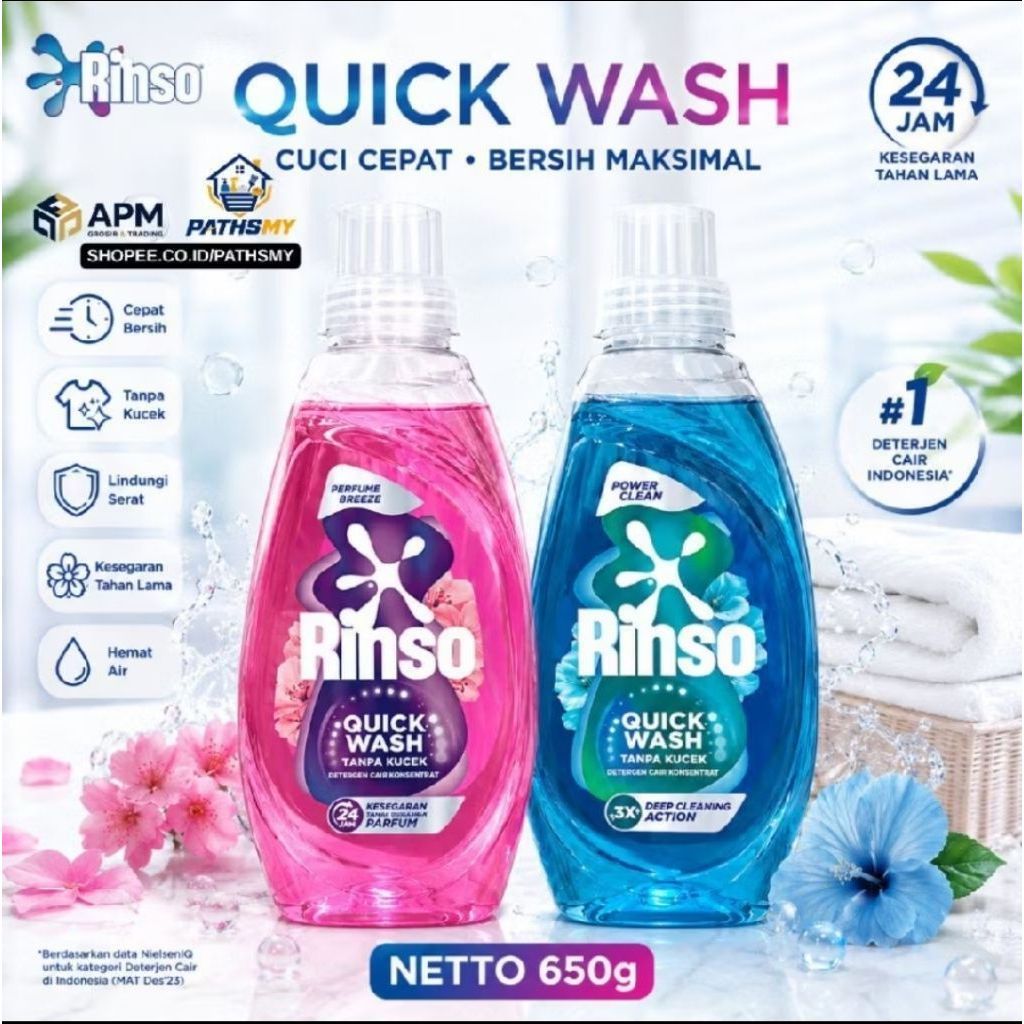 Rinso Botol Deterjen Cair Konsentrat 650 Gr