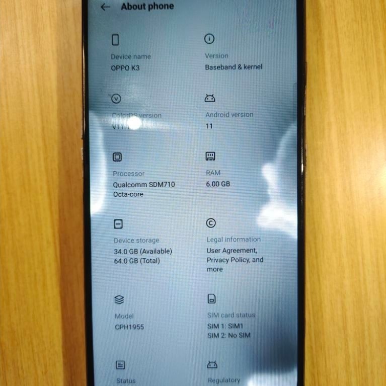 Oppo K3 RAM 6/64 GB batangan minus LCD