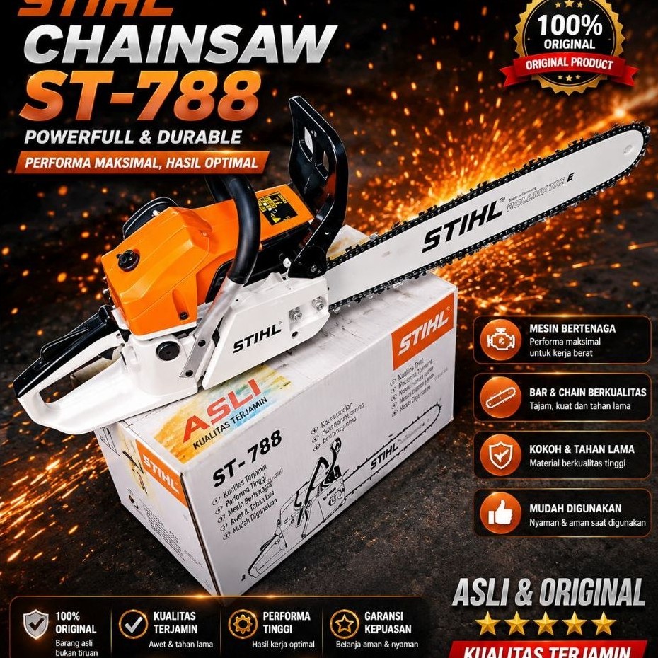 Chainsaw Mini Stihl Original ST788 22 Inch Lengkap