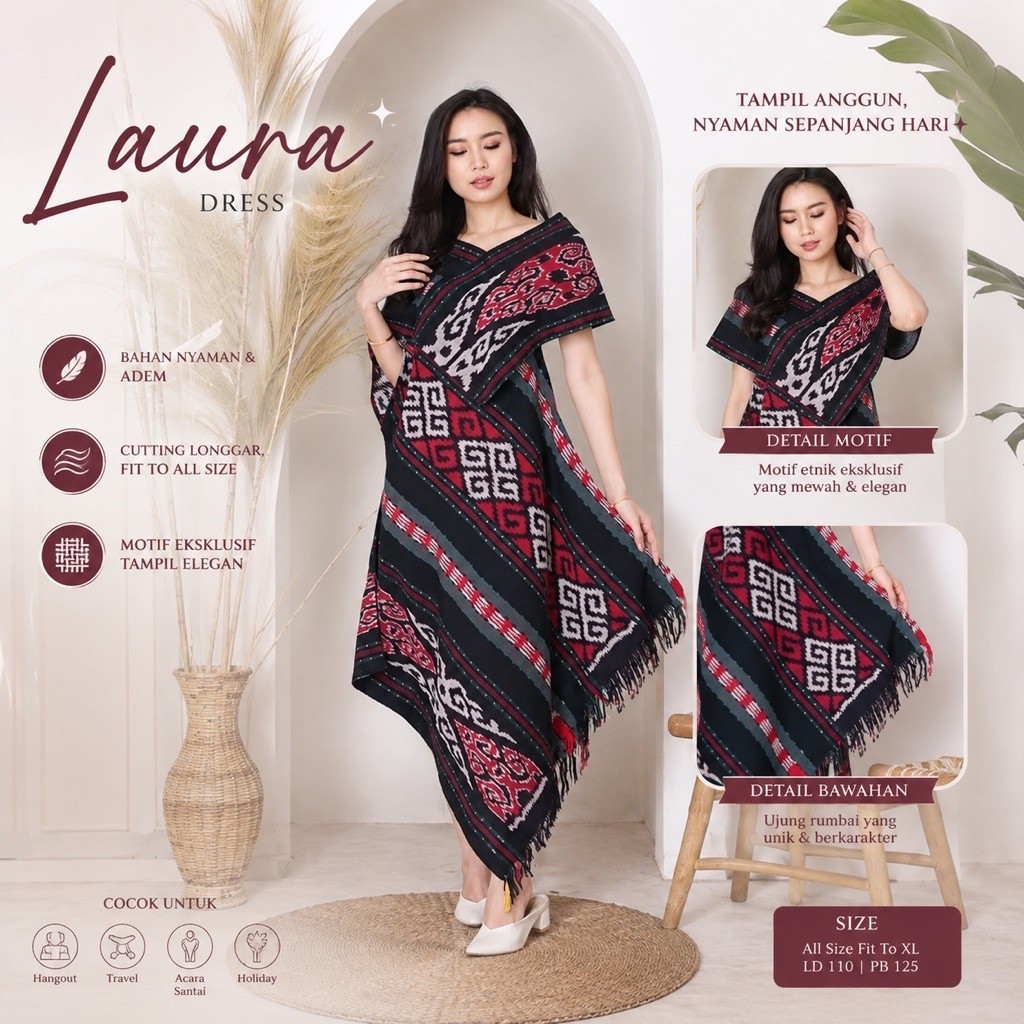Laura Dress tenun dress etnik gamis tenun gamis etnik gamis tenun etnik dress big size tenun