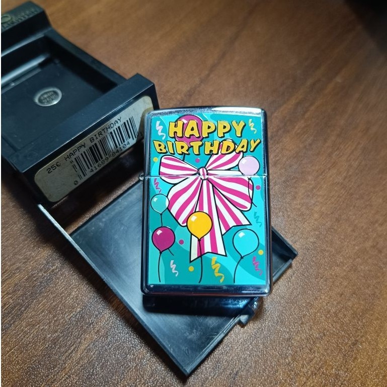Zippo Happy Birthday High Polished Chrome 1999 Romawi XV - Zippo NOS