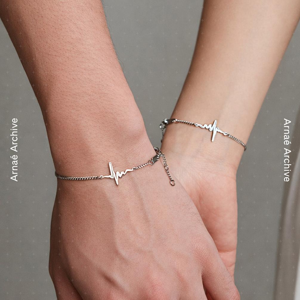 Arnae Archive Heartbeat Pulse Bracelet Gelang Couple Unisex Stainless Steel Premium Anti Karat (1PC)
