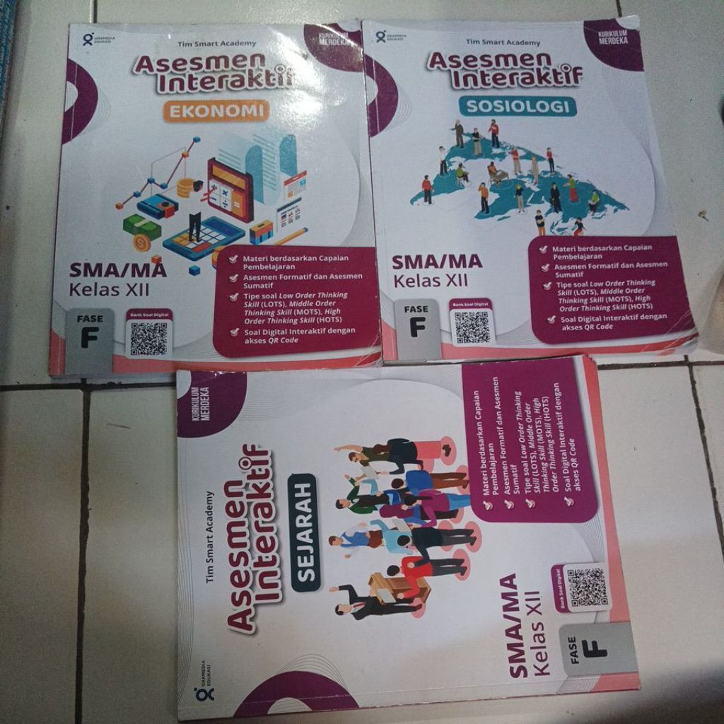 buku asesmen interaktif ekonomi, sejarah dan sosiologi untuk SMA/MA kelas 12 kurikulum merdeka pener