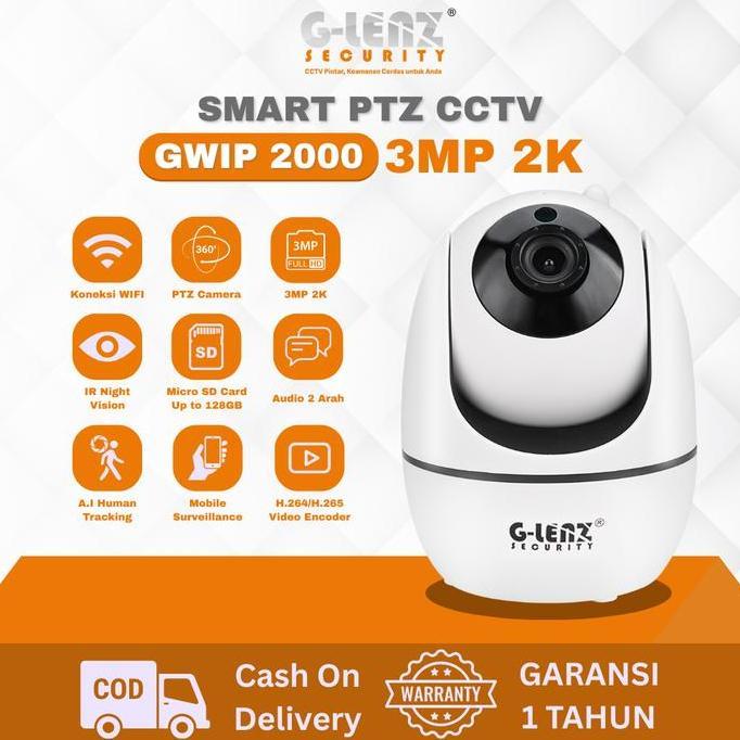 Aisyahbilee - Glenz Smart Cctv Gwip 2000 Ptz 360 Derajat Ip Cam Wifi 3Mp | Camera Cctv Wifi Ir Night