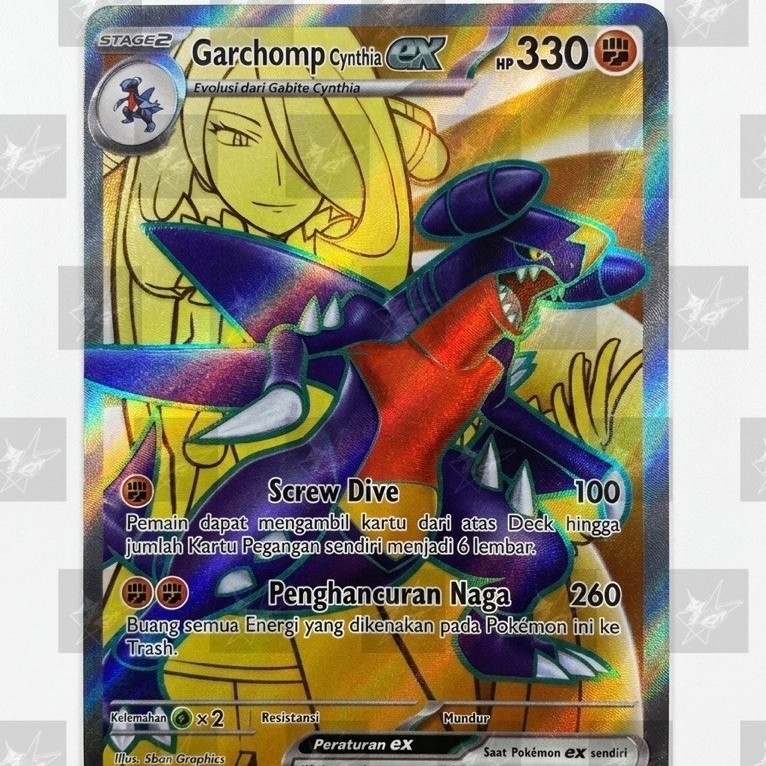 Kartu Pokemon TCG Indonesia - Garchomp Cynthia ex SR SV10s 164/138 - Mint In Toploader / Sleeved