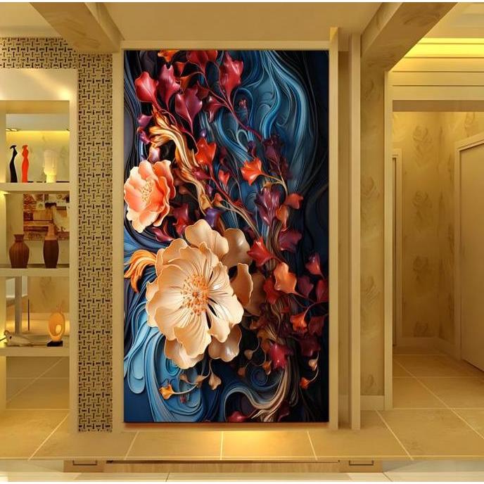 (Good) Printing Wallpaper Bunga 3d, Wallpaper Stiker 3d Tema Bunga 3d Mewah, Wallpaper Stiker Bunga 
