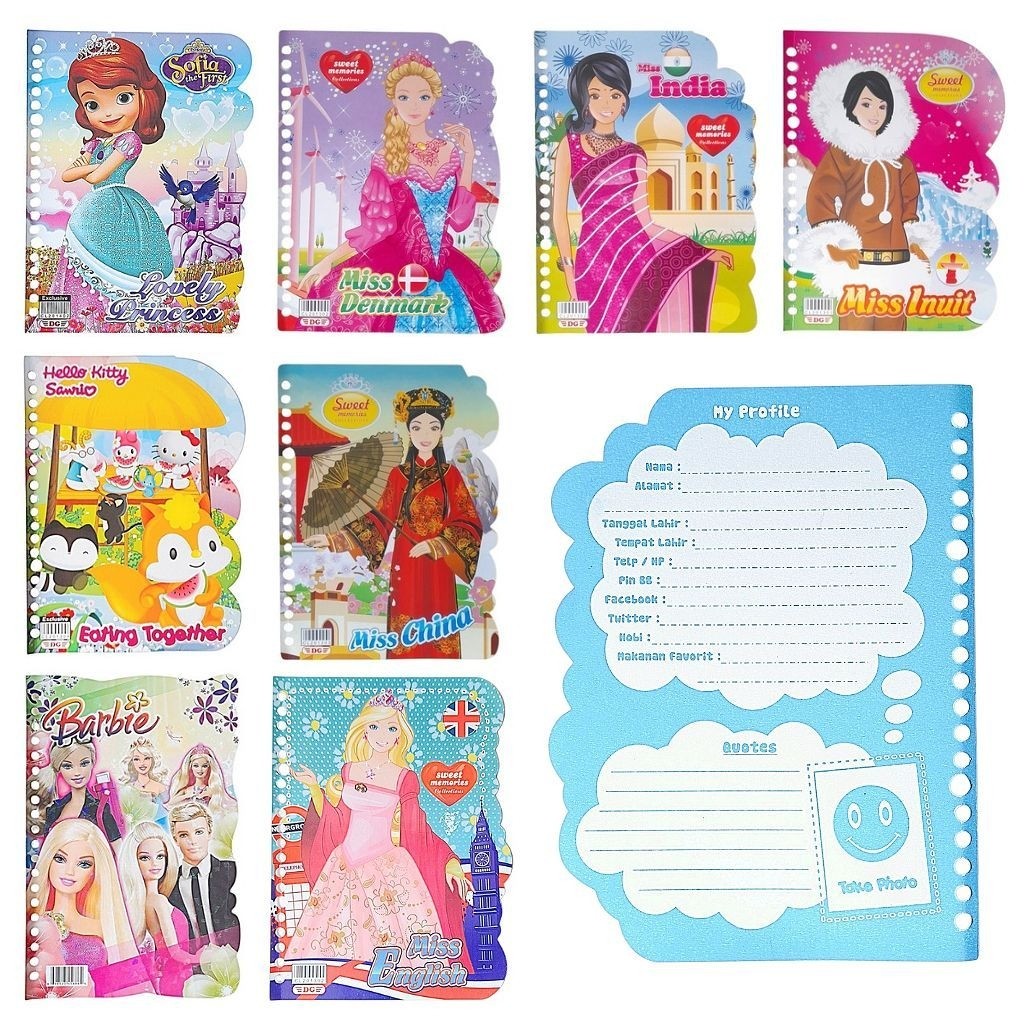 ( 1 Lembar ) Preloved koleksi kertas binder isi binder karakter princess hello kitty sanrio sofia ke
