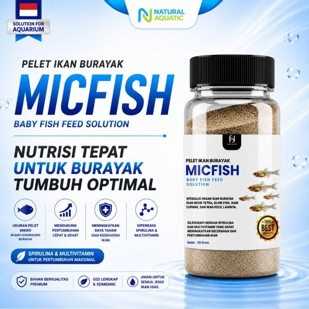 MicFish - Pellet Pakan Ikan Burayak - Pakan Burayak - Pellet Burayak - 50 GR