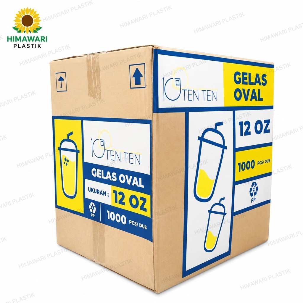 ( 1 Dus/20 Slop/1000 Pcs ) Gelas Oval Plastik Tenten 14 Oz 16 Oz 18 Oz | Cup Oval 14oz 16oz 18oz