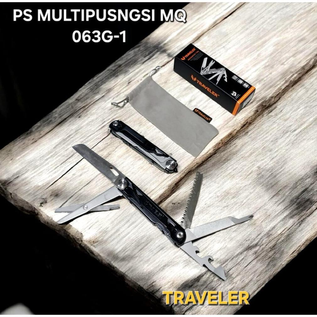 [ARA] Multitool Traveler MQ 063G-1 12 in 1 Stainless Steel Alat Serbaguna Outdoor Camping