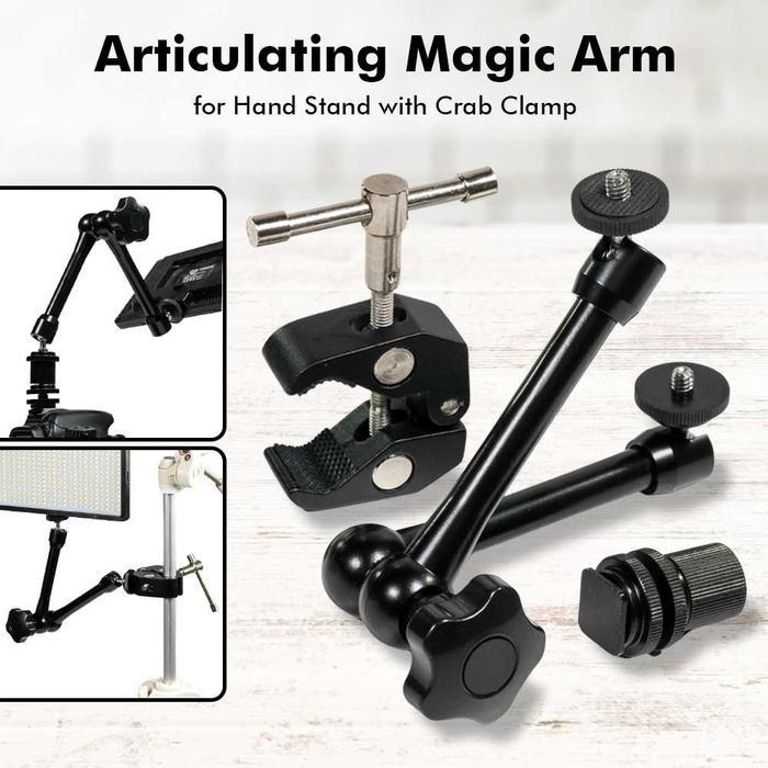 AShop Articulating Magic Arm Long for Hand Stand with Crab Clamp - Hitam