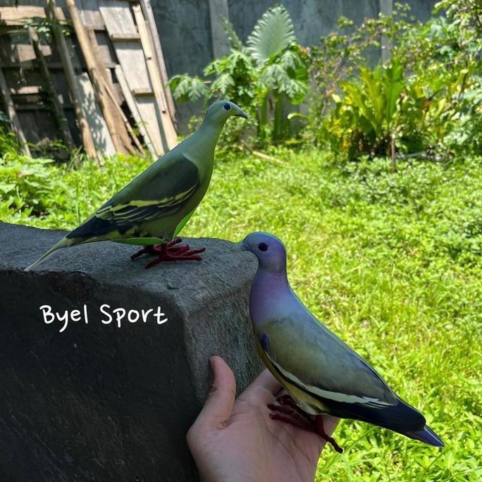 (Best) Paket Sepasang Patung Burung Punai Gading & Punai Hijau Jantan