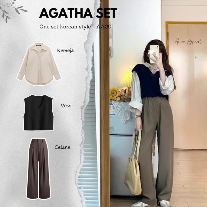 One Set Korean Style Outfit Ulzzang OOTD Korean Wanita Outfit Remaja Kekinian One Set Outfit Korean 