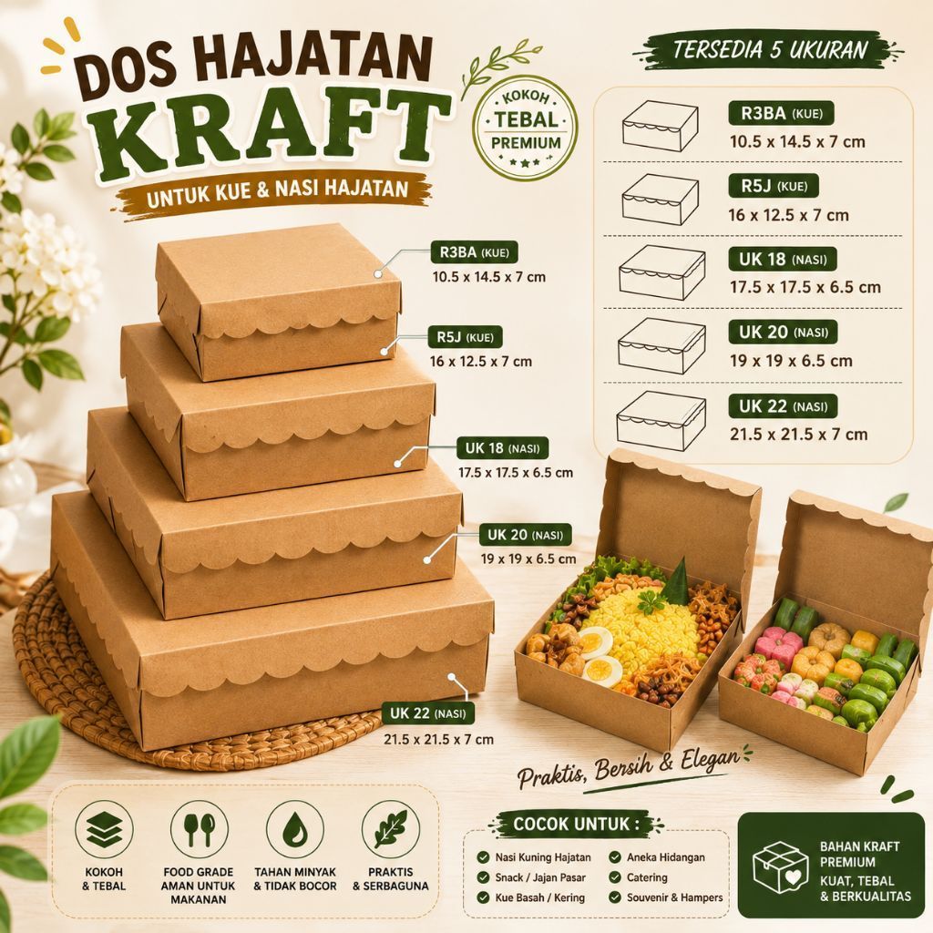 [JJP] ECER 25pcs Dos nasi Kraft / dos nasi hajatan / dos kue hajatan / dos kue / dos UK 18 20 22 / d
