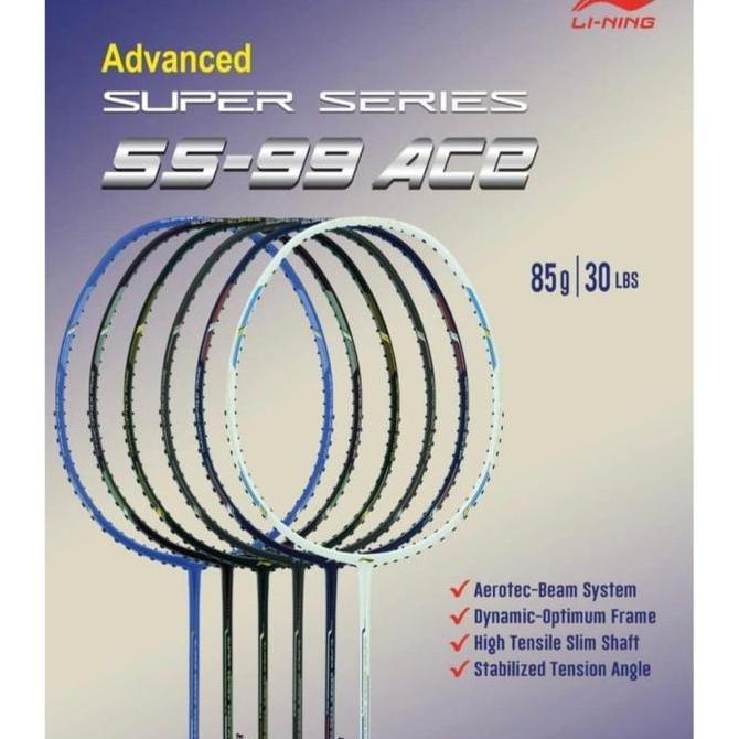 RAKET BADMINTON LINING SUPER SERIES SS 99 ACE ORIGINAL FULL SET