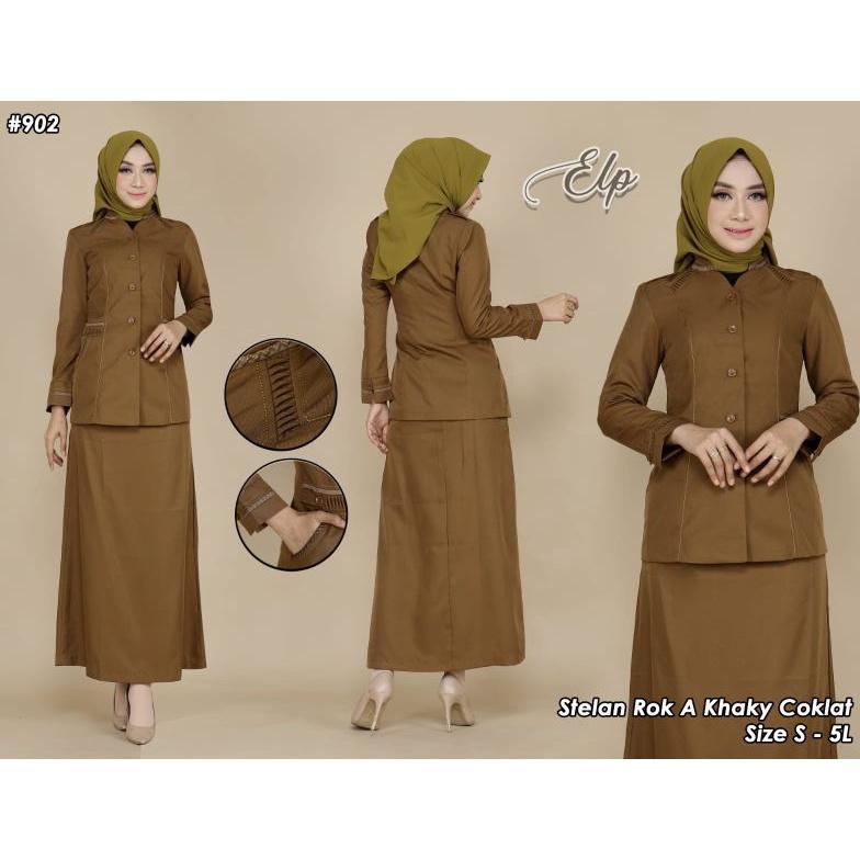 Special Offer Seragam Dinas Kerja Blazer Pemda Elponte  Kode 902  Setelan Rok Span Katun Free Hijab