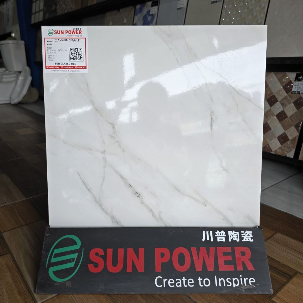 keramik 50x50 Cutting Canova White Sunpower