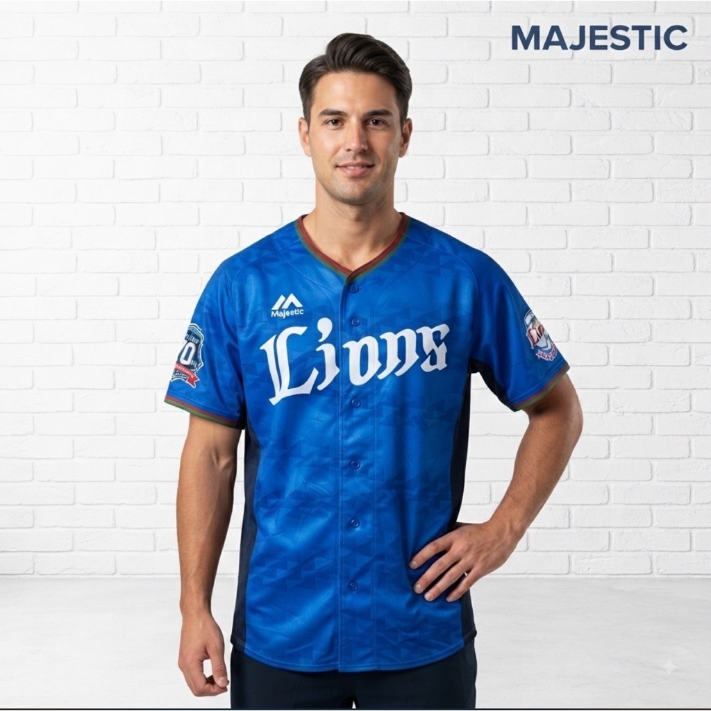 Baju Jersey Baseball MAJESTIC  LIONS Japan Original Second