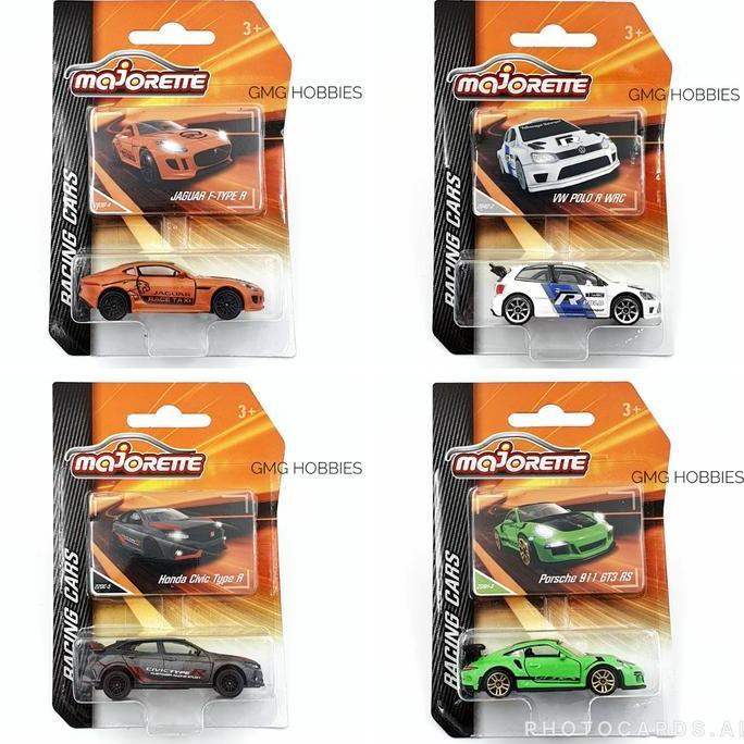 Majorette Racing Cars Porsche 911 GT3 RS VW Polo R WRC Honda Civic TYPE R Jaguar F Type R Diecast Mo