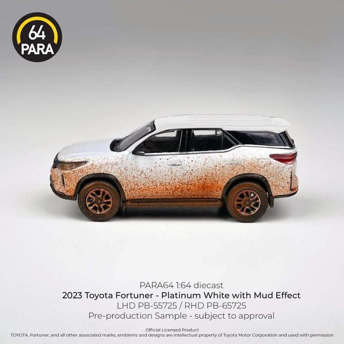 PB-65725 - Para64 2023 Toyota Fortuner Platinum White with Mud Effect - Diecast Mobil Model Miniatur