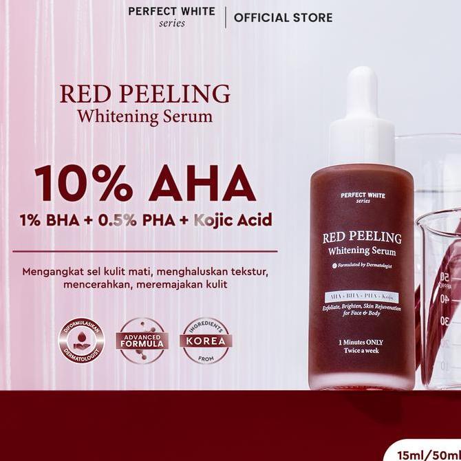 YIKAVASAMA - PERFECT WHITE RED PEELING WHITENING SERUM 10% AHA BHA PHA KOJIC ACID 50ML | FACE AND BO