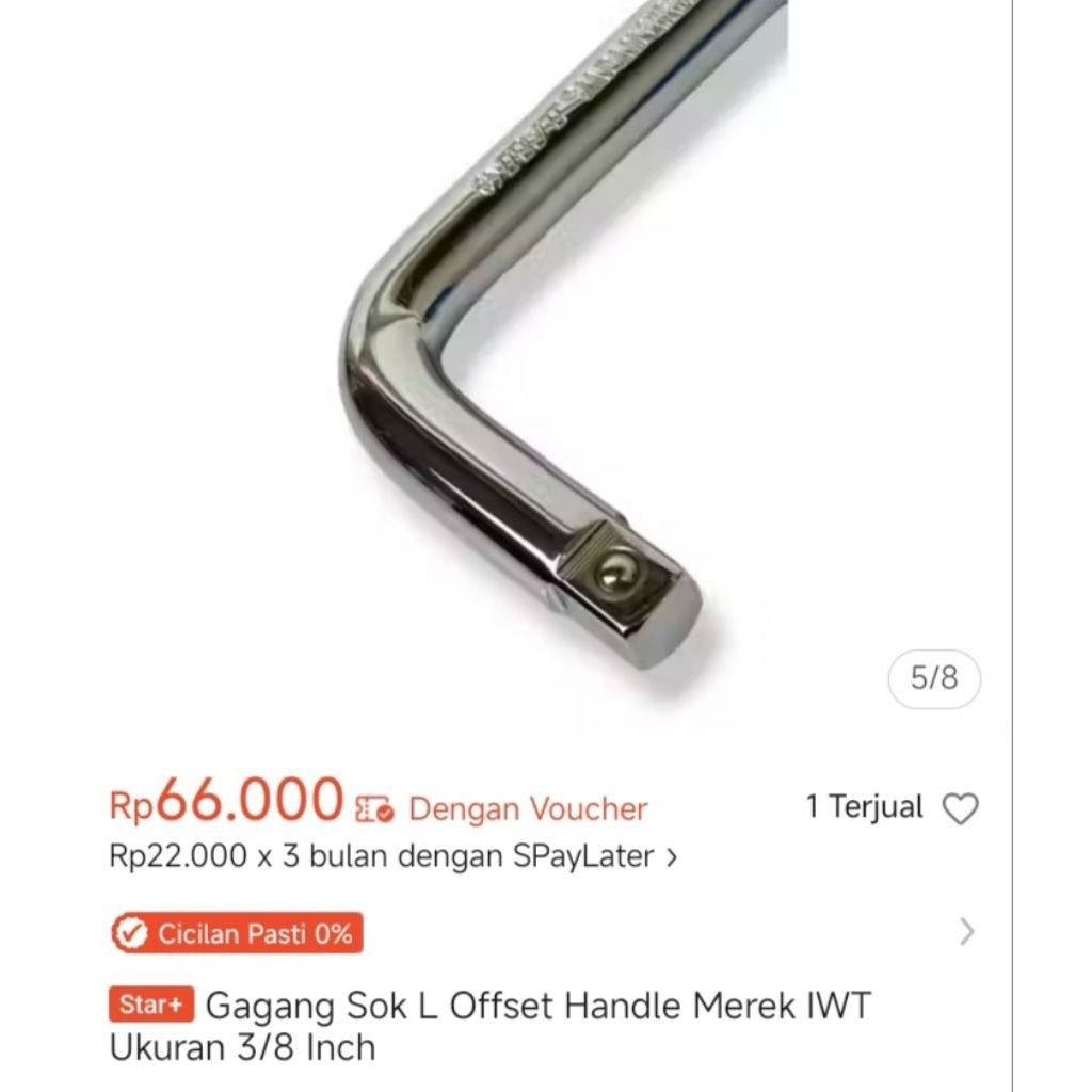 gagang kunci shock merk IWT japan 3/8 20cm bonus mata shock 5pc
