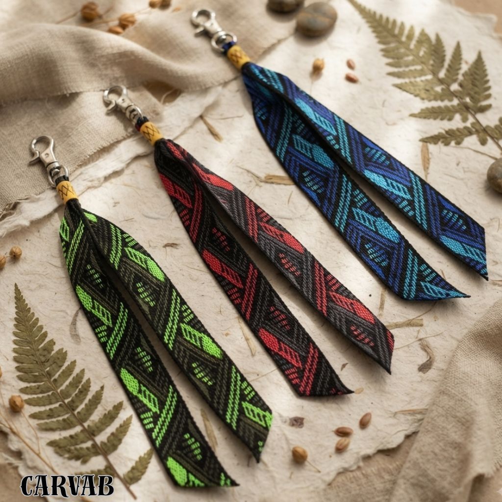 Gantungan Kunci Tas Pita Motif Tenun Etnik Nusantara Keychain Bags Souvenir Ganci