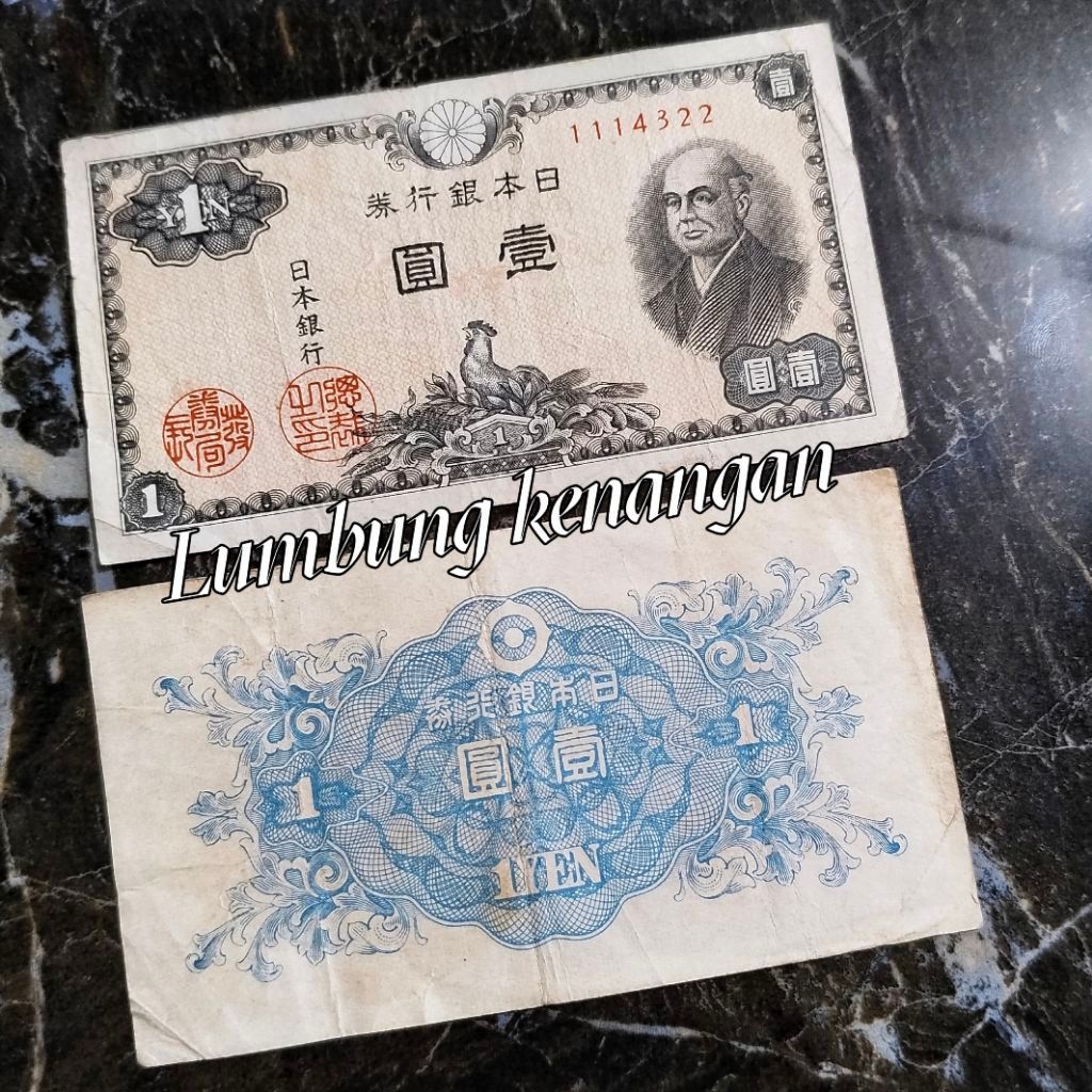 uang asing Jepang 1 yen lawas