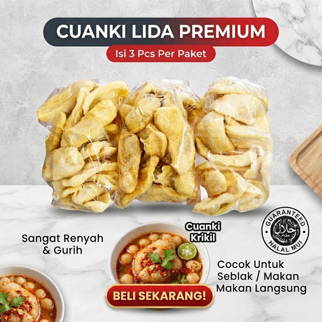 Cuanki lidah premium - krupuk cuanki lidah 3 pcs 500g -paket, cuanki lidah