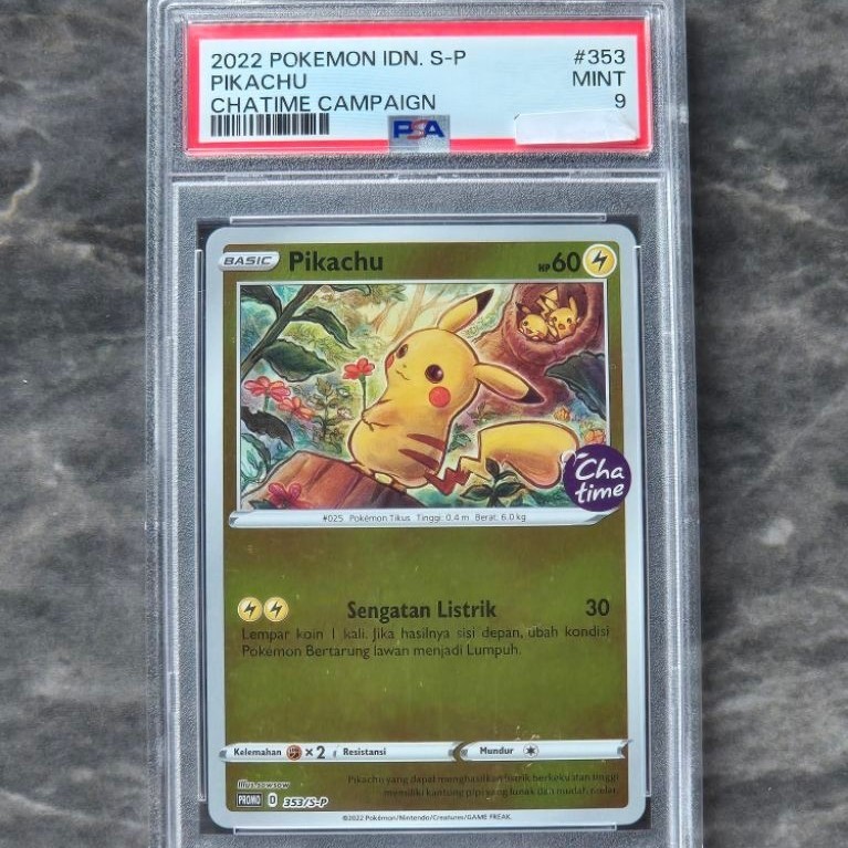 Pikachu Chatime Promo #353 Slab PSA 9 Pokemon Indonesia