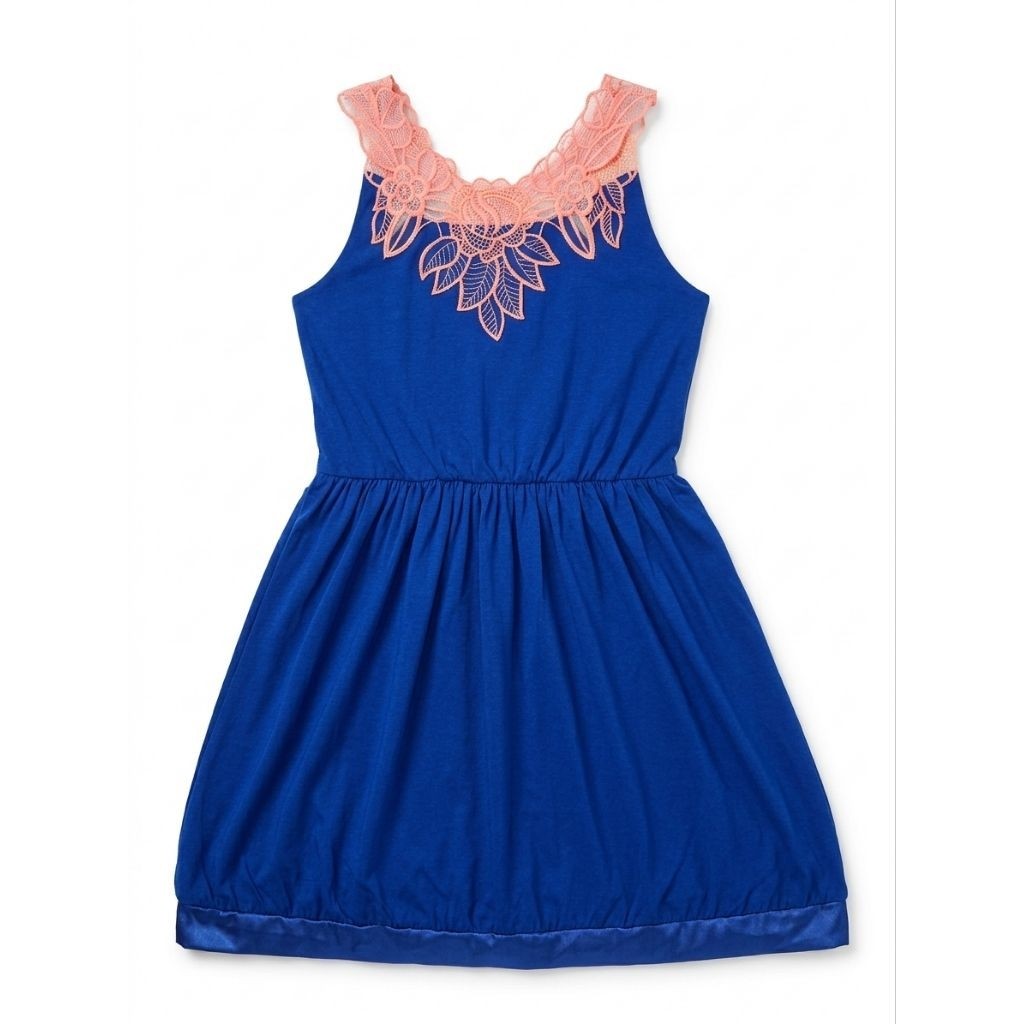 Solemio Dress Anak Biru Royal Lace New