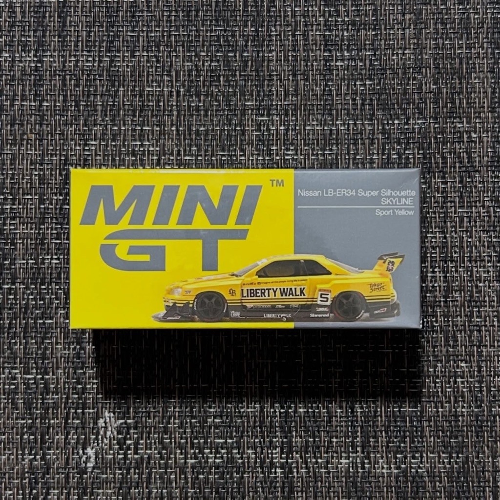 Mini GT Nissan LB-ER34 Super Silhouette Skyline Sport Yellow