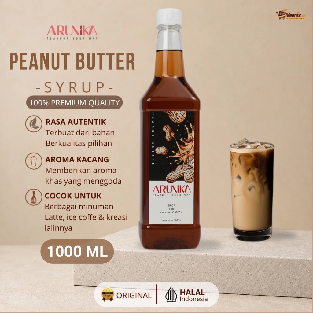 Sirup Peanuts Butter 1Liter Arunika Untuk Kopi dan Minuman Kekinian