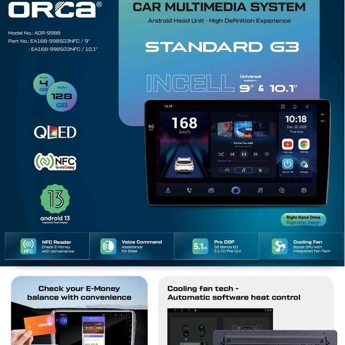 Head unit android Orca ADR-9988 double din orca 9988