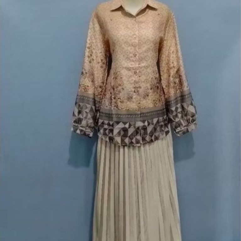 SETELAN KEMEJA AYSHA & ROK PLISKET BLUDRU VELVET PREMIUM