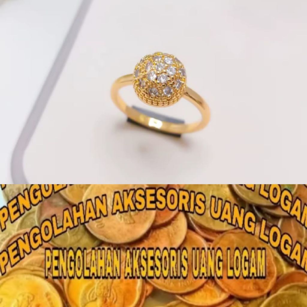 terbuat dari bahan koin logam Asli 1992 cincin setengah bola lapis emas