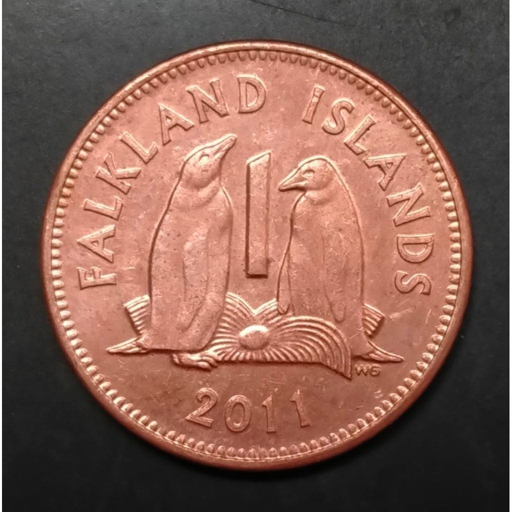 Koin Falkland Islands 1 Penny 2011 Penguin Koleksi Numismatik