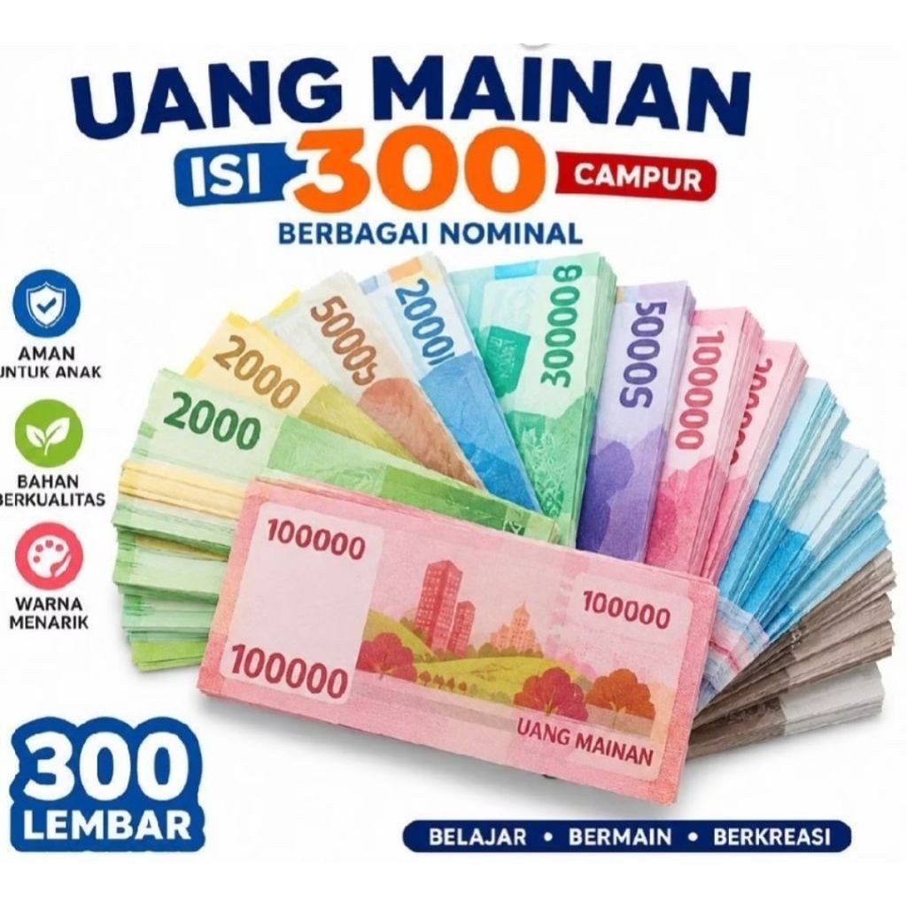 300 mainan uang uangan campur eduksi belajar bermain