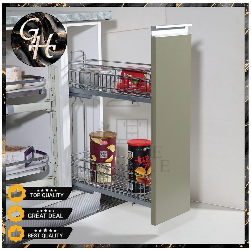 Rak Dapur 2 Susun Rak Botol  Kitchen Set Lemari Bawah Rak Botol Bumbu Chrome Stainless