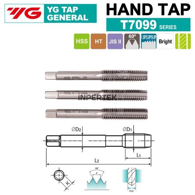 ISANOTEK Hand Tap M8 YG Tap YG M8 Tap M8 HandTap YG M8 TAP Mesin Tap