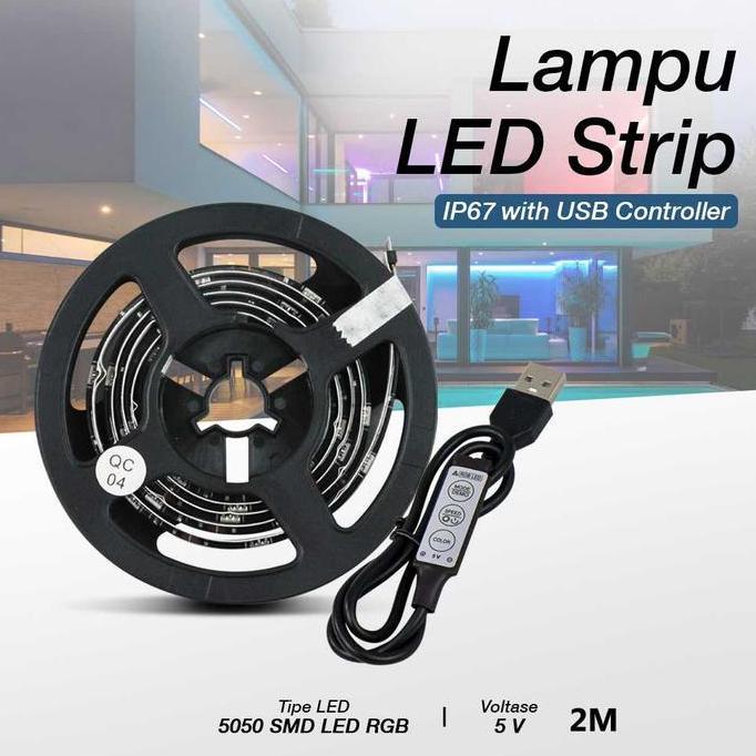 EIRDJA Lampu LED Strip Flexible 5050 RGB IP67 with USB Controller