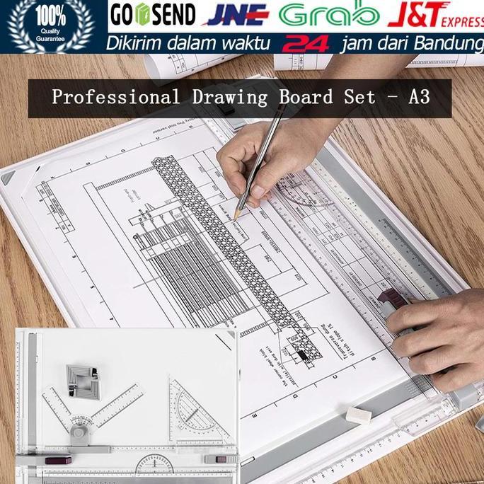 LIVINMART Meja Gambar Arsitek A3 Professional Drawing Board Head