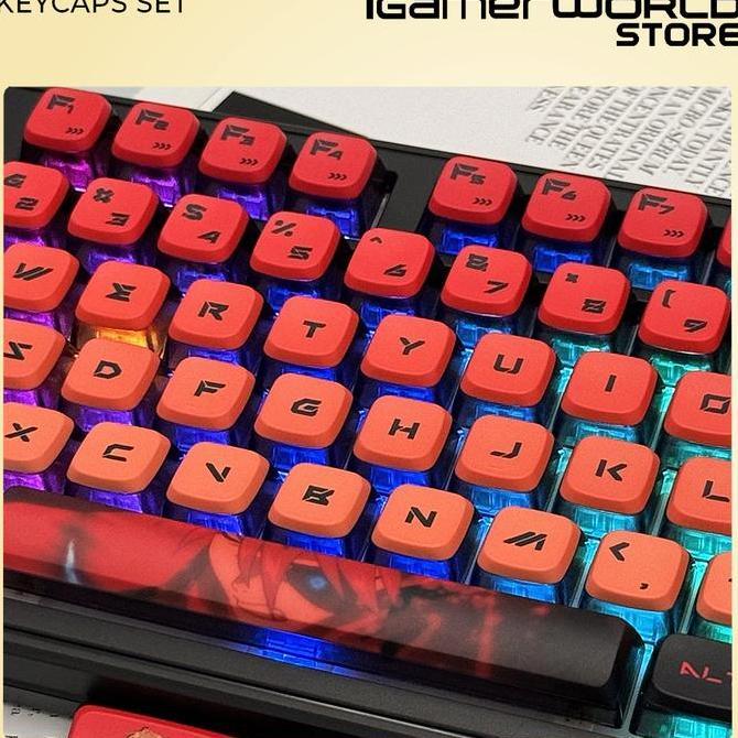 Promo Keycap Puding Anime Translucent Evangelion Gundam Kaiju PBT PC Dyesub MDA Profile 122 keycaps 