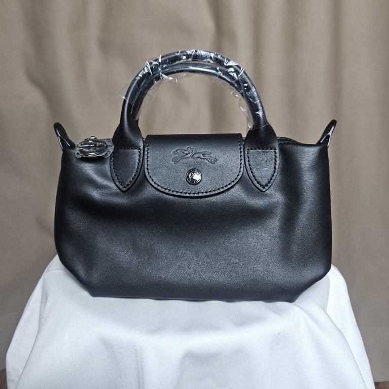 ORIGINAL Longchamp Cuir Size XS + Long Strap - All Black