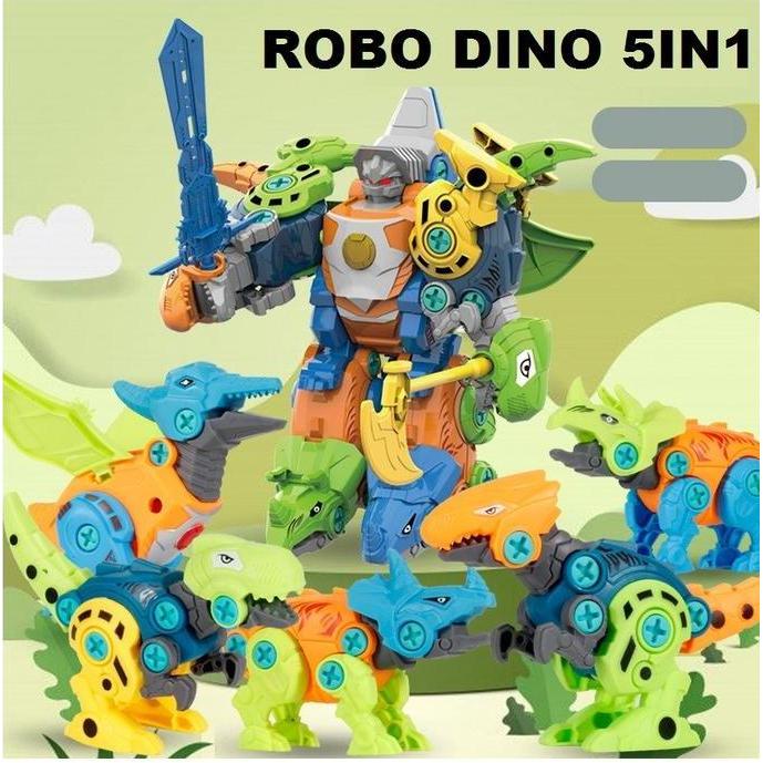 Mainan Robot Dino 5 in 1 - DIY Dinosaurus - Merakit Mainan Robot Dino