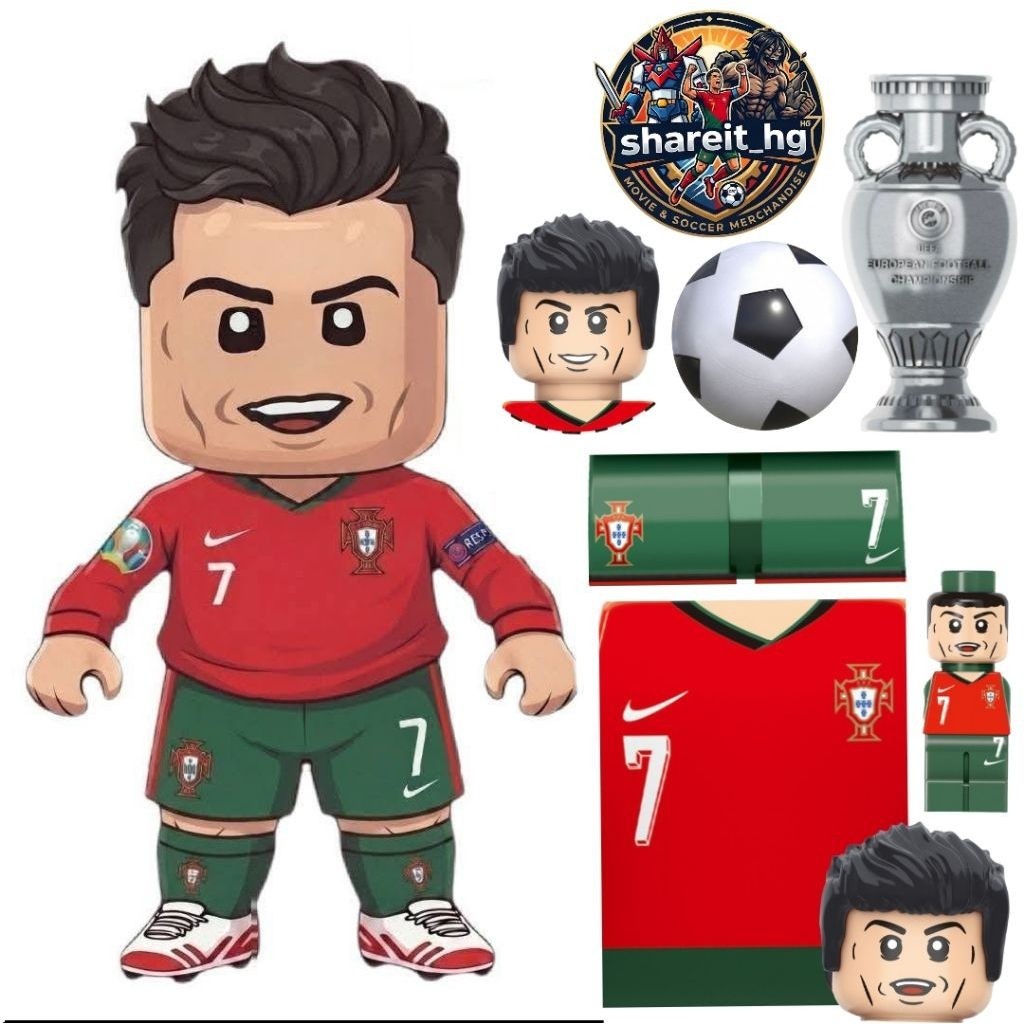 Action figure mini, Cristiano Ronaldo Portugal, trofi Piala Eropa